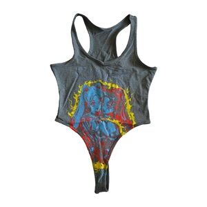 Sexy Anime Girl Japan Manga Thong Bodysuit Grey Hot Punk Size M Medium Graphic